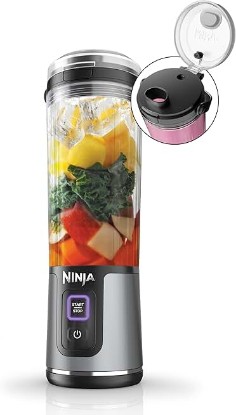 Picture of Ninja BC151BK Blast Portable Blender, Cordless, 18oz. Vessel, Personal Blender-for Shakes & Smoothies, BPA Free, Leakproof-Lid & Sip Spout, USB-C Rechargeable, Dishwasher Safe Parts, Black