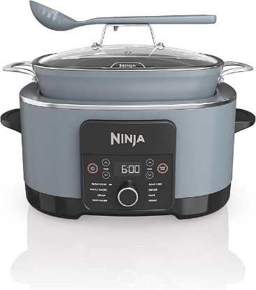 Picture of Ninja 14-in-1 PossibleCooker™ PRO | 8.5qt, Sous Vide, Proof, Bake, & Steam Multicooker | Slow Cooker, Dutch Oven | Glass Lid & Integrated Spoon | Nonstick, Oven Safe Pot 500°F | Sea Salt Gray |MC1001