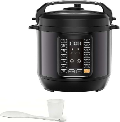 Picture of Simple Deluxe 6QT Electric Pressure Cooker, 16-in-1 & Non-Stick Stainless Steel Multi Cooker with 12 Presets for Slow Cook, Meat Stew, Steam, Sauté, Canning, Yogurt Maker, Dishwasher Safe, Black
