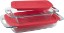 Picture of Pyrex Easy Grab 4-Piece Value Pack, includes 1-ea 3-qt Oblong, 2-qtOblong, Red Plastic Covers