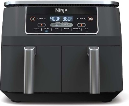 Picture of Ninja DZ201 Foodi 8 Quart 6-in-1 DualZone 2-Basket Air Fryer with 2 Independent Frying Baskets, Match Cook & Smart Finish to Roast, Broil, Dehydrate & More for Quick, Easy Meals, Grey