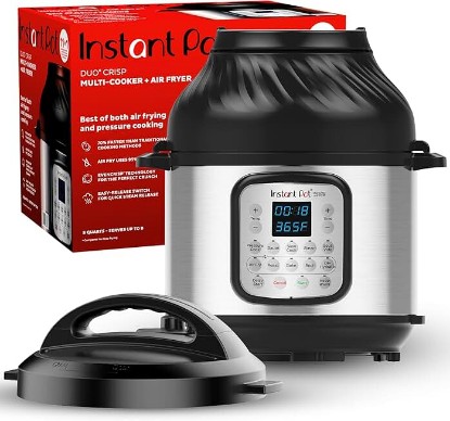 Picture of Instant Pot Duo Crisp 11-in-1 Air Fryer and Electric Pressure Cooker Combo with Multicooker Lids that Air Fries, Steams, Slow Cooks, Sautés, Dehydrates, & More, Free App With Over 800 Recipes, 6 Quart