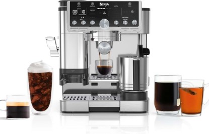 Picture of Ninja Luxe Café Pro Series, Espresso Machine, Drip Coffee, Cold Brew, Hot Water, Integrated Tamper, Built-in Grinder, Hands-Free Frother for Cappuccinos, Lattes, Americanos, Dairy or Non-Dairy, ES701