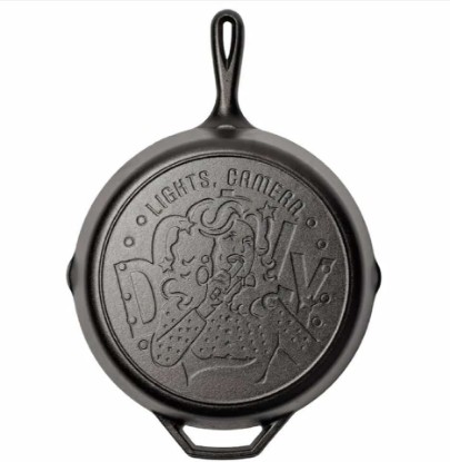 Picture of Lodge 12 Inch Dolly Parton "Lights, Camera, Dolly" Cast Iron Skillet – Special Edition, Made in USA, Naturally Seasoned, Oven Safe, Grill & Campfire Ready