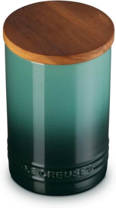 Picture of Le Creuset Signature Large Salt Cellar and Storage Canister with Wood Lid, 26 oz., Artichaut