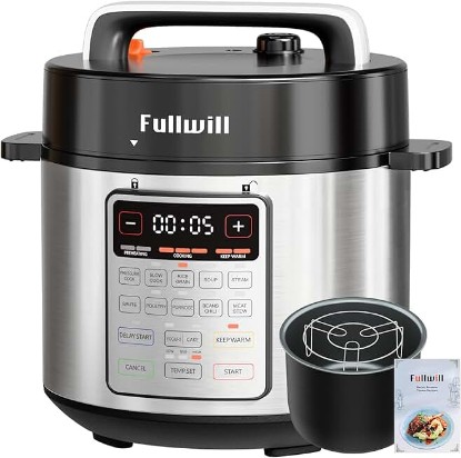 Picture of Fullwill 9-in-1 Electric Pressure Cooker, 12 Presets Instant Multi Cooker, Olla de Presion Nonstick Pot 6 Quarts Slow Cooker, Rice Cooker, Steamer, Sauté, Yogurt Maker, Warmer