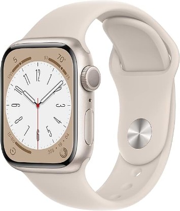 Picture of Apple Watch Series 8 [GPS, 41mm] - Starlight Aluminum Case with Starlight Sport Band, S/M (Renewed)