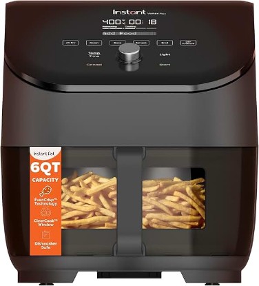 Picture of Instant Pot Vortex Plus 6QT ClearCook Air Fryer, Clear Windows, Custom Program Options, 6-in-1 Functions, Crisps, Broils, Roasts, Dehydrates, Bakes, Reheats, from the Makers of Instant Pot, Black