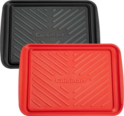 Picture of Cuisinart Grilling Prep & Serve Trays, 17x10.5 inch BBQ Tray Safe for Food Handling, 2 Dishwasher Safe Nesting Trays Black & Red, Perfect Grilling Accessories for Cooked & Raw Meat, Fits 6 Burgers