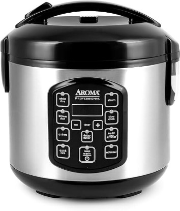 Picture of AROMA Professional Digital Rice Cooker, Multicooker, 4-Cup (Uncooked) / 8-Cup (Cooked), Steamer, Slow Cooker, Oatmeal Cooker, STS, Auto Keep Warm, 2 Qt, Stainless Steel Exterior, ARC-954SBD