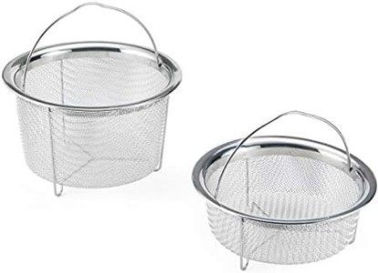 Picture of Instant Pot Official Mesh Steamer Basket Set, Stainless Steel, Dual-Purpose Steamer & Strainer, Easy-Lift Handle, Dishwasher Safe, Rust-Resistant, Essential Accessory for Healthy Cooking