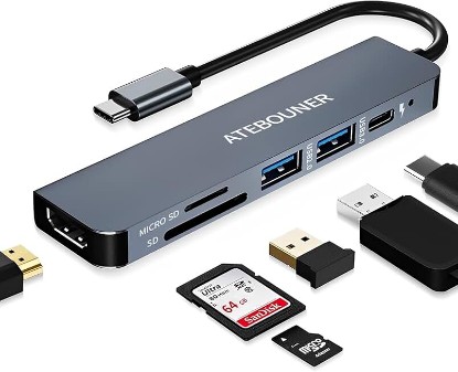Picture of MacBook USB-C Hub Adapter - Multiport Docking Station With HDMI for MacBook Pro and Thunderbolt Devices