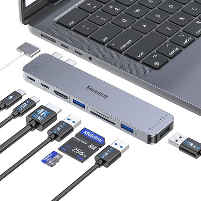 Picture of USB C Hub Adapter for MacBook Pro/Air M5 M4 M3 M2 M1 2025-2018 13" 15" 16", Mac Multiport Adapter, 8 in 2 MacBook Accessories Dongle with HDMI 4K, Thunderbolt 3, USB C&A Data Ports, SD TF Card Reader