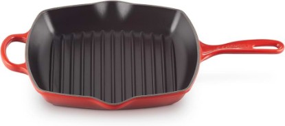 Picture of Le Creuset Enameled Cast Iron Signature Square Skillet Grill, 10.25", Cerise