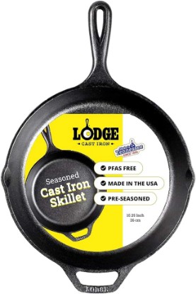 Picture of Lodge Seasoned Cast Iron Skillet 10.25 Inches - PFAS-Free, Non-Toxic Cookware - Use with an Oven, Stove, Grill, or Campfire - Naturally Non-Stick & Oven Safe