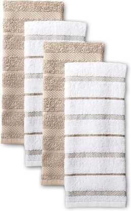 Picture of KitchenAid Albany Kitchen Towel 4-Pack Set, Milkshake Tan/White, 16"x26"