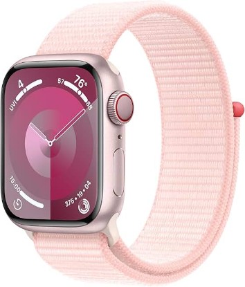 Picture of Apple Watch Series 9 [GPS + Cellular, 41mm] - Aluminum Case with Pink Sport Loop, One Size (Renewed)