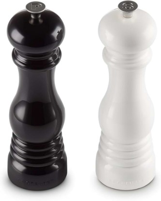 Picture of Le Creuset Salt and Pepper Mill Set, 8" x 2 1/2" each, Black & White