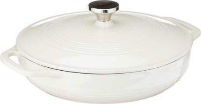 Picture of Lodge Essential Enamel Braiser - Refrigerator- & Oven-Safe up to 500° F - Heat-Retaining, Induction-Safe & PFAS-Free Enamel Cookware - 3.6 Quart, Oyster White