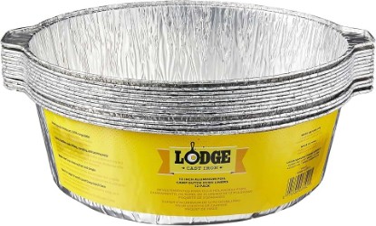 Picture of Lodge Silver 12 Inch Aluminum Foil Dutch Oven Liner - 100% Recyclable Dutch Oven Liner - Easy Camp Cooking Cleanup - 12 Pack