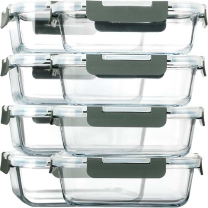 Picture of [8-Pack,30 oz]Glass Meal Prep Containers,Glass Food Storage Containers,Airtight lunch Containers with Lids, Microwave, Oven, Freezer and Dishwasher