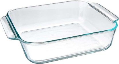 Picture of Pyrex 222 Basics Square Glass Baking Dish, 2-Quart (8inx8inx2.5in) Clear Glass Oven Bakeware – Perfect for Sweet Rolls, Brownies, Cakes and so much More - Made in the USA