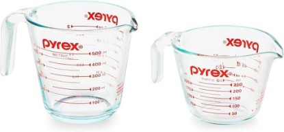Picture of Pyrex Essentials (2-Pack) Glass Measuring Cups Set, (1 & 2 Cup) Measuring Cups For Prepping, Baking and Cooking, Preheated Oven, Dishwasher, Freezer, and Microwave Safe