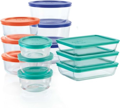 Picture of Pyrex Simply Store (12-Pack) Glass Food Storage Containers Set, (1, 2, & 3 Cup) Meal Prep Containers with Plastic BPA-Free Lids, Dishwasher & Microwave Safe