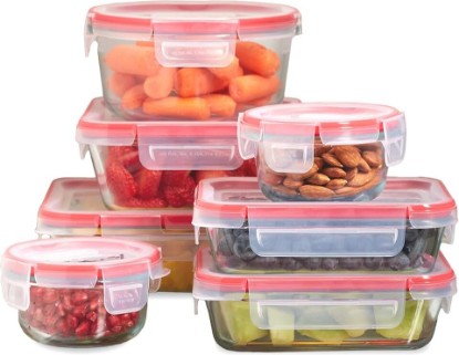 Picture of Pyrex Freshlock (7-Pack) Glass Food Storage Containers Set, (1, 2, 4 Cups) Airtight & Leakproof Plastic Locking Lids BPA-Free, Meal Prep Containers Set, Freezer Dishwasher Microwave Safe