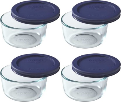 Picture of Pyrex 7202 1-Cup Glass Bowl & 7202-PC Dark Blue Lid (4-Pack) - Made in USA