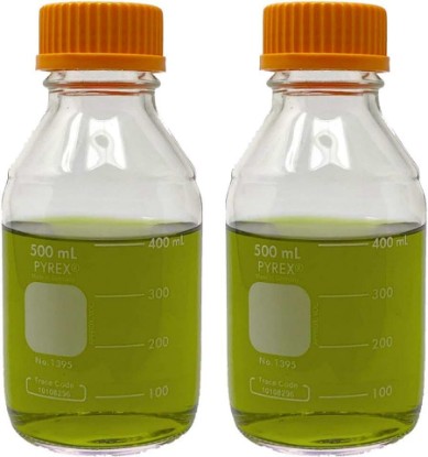 Picture of Pyrex Corning 1395-500, 500ml Round Media Storage Bottle, with GL45 Screw Cap (Pack of 2)