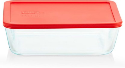 Picture of Pyrex Simply Store Glass Food Storage Container, Snug Fit Non-Toxic Plastic BPA-Free Lids, Freezer Dishwasher Microwave Safe, 11 Cup