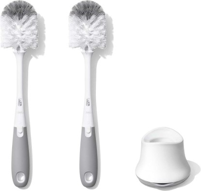 Picture of OXO Tot Bottle Brush with Nipple Cleaner and Stand – Gray, 2-Pack