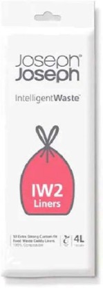 Picture of Joseph Joseph IW2 Biodegradable Trash Bags, Custom Fit Bin Liners for Food Waste Caddy 1 Gallon / 4 Liter 100% Compostable, Pack of 50
