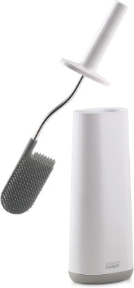Picture of Joseph Joseph Flex Hygienic Silicone Toilet Brush with Slim Holder Set, Flexible Anti-drip, Anti-Clog Deep Clean Head - Gray/White