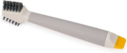 Picture of Joseph Joseph CleanTech 3-in-1 Detail Cleaning Brush, Flat and V-Shaped Bristles for Every Household Surface, Kitchen, Bathroom Grout, and Nylon Scraper tip