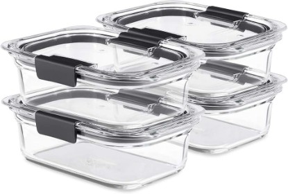Picture of Rubbermaid Brilliance Glass Food Storage Containers, 3.2 Cup, Set of 4, BPA-Free, Leak-Proof, Clear
