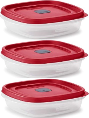 Picture of Rubber maid Food Storage Containers Three Cup Food Storage Containers 7 Peice Set, Easy Find Lids, 3 Containers, 3 Lids Chalk Pen And Chalk Labels