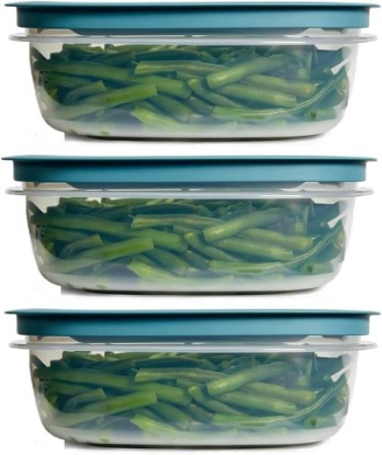 Picture of Rubber maid Storage Containers, Easy Find Lids, Teal, 9-cup, Flex & Seal, Leak Proof Lids, Food Storage Set, Clear Meal Prep Flex Containers, 3 Piece Set, Assortment