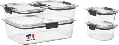 Picture of Rubbermaid Brilliance Food Storage Containers, Set of 5 (10 Pieces), BPA-Free, Leak-Proof, Clear
