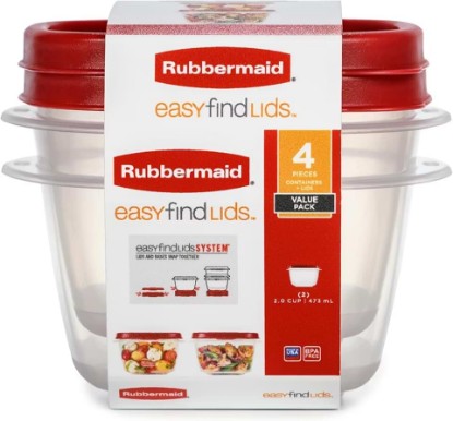 Picture of Rubbermaid Easy Find Lids Food Storage Containers, 2 Cup, Racer Red, 4-Piece Set