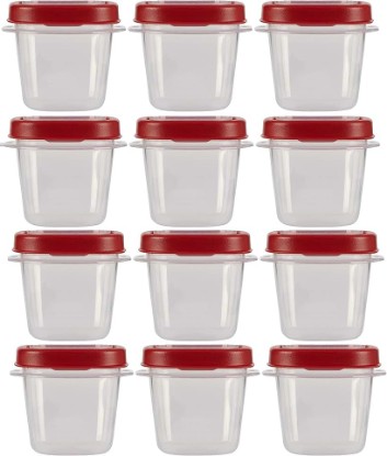 Picture of Rubbermaid Easy Find Lids Food Storage Containers, 0.5 Cup, Clear With Red Lids 12 Pack (12 Cups)