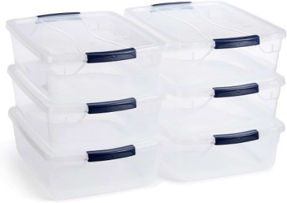 Picture of Rubbermaid Cleverstore 17 Qt Clear Storage Bins with Lids, 6-Pack, Stackable, BPA-Free, Made in USA