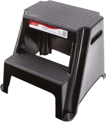 Picture of Rubbermaid 2-Step Molded Plastic Step Stool, Lightweight with Slip Resistant Treads and Non-Slip Feet, Black (Amazon Exclusive)