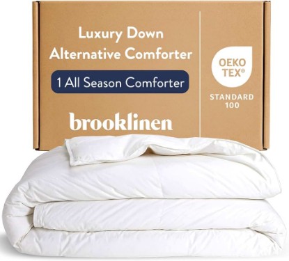 Picture of Brooklinen Lightweight Down Alternative Comforter - King/Cali King - Cooling Summer Duvet Insert for Hot Sleepers - 100% Cotton Sateen, Breathable Recycled Fill, Baffle Box - Soft & Airy Bedding