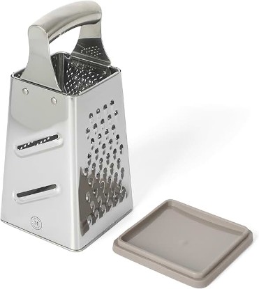 Picture of Martha Stewart Sprucedale 9.5-Inch Stainless Steel 4-Sided Box Grater – Durable Kitchen Cheese and Food Grater with Multiple Grating Surfaces