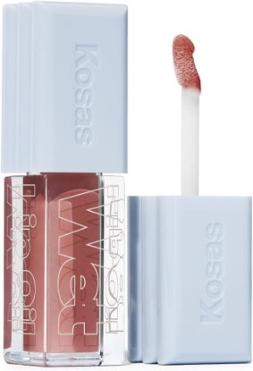 Picture of Kosas Wet Lip Oil Gloss - Hydrating Lip Plumping Treatment with Hyaluronic Acid & Peptides, Non-Sticky Finish (Unbuttoned)