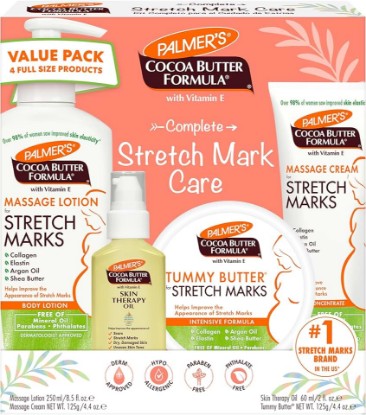 Picture of Palmer's Cocoa Butter Formula Pregnancy Skin Care Kit for Stretch Marks and Scars, Dermatologist Approved, Gift for Mom to Be, 4 Piece Full Size Set