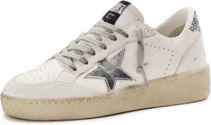 Picture of Golden Goose Women's Ballstar 2 Leather Upper and Spur Laminated Star Glitter Heel Sneakers