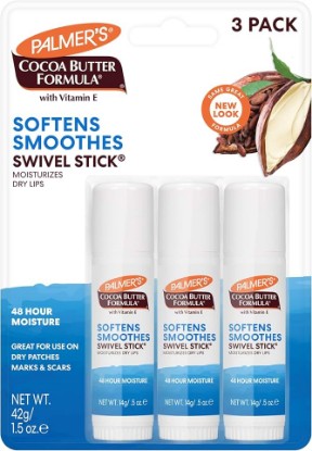 Picture of Palmer's Cocoa Butter Formula Moisturizing Swivel Stick with Vitamin E, Lip Balm for Valentine's Day, Face & Body Moisturizer Stick, Ideal for Treating Dry Skin Patches (Pack of 3)